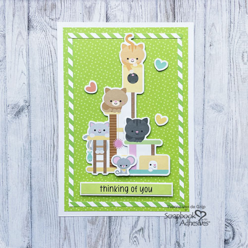 Cute Thinking Of You Kitten Card by Yvonne van de Grijp for Scrapbook Adhesives by 3L 