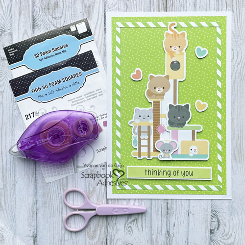 Cute Thinking Of You Kitten Card by Yvonne van de Grijp for Scrapbook Adhesives by 3L 