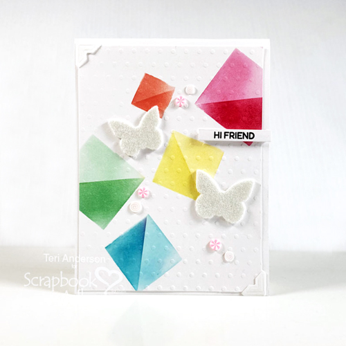 DIY Stencil Hi Friend Card by Teri Anderson for Scrapbook Adhesives by 3L 