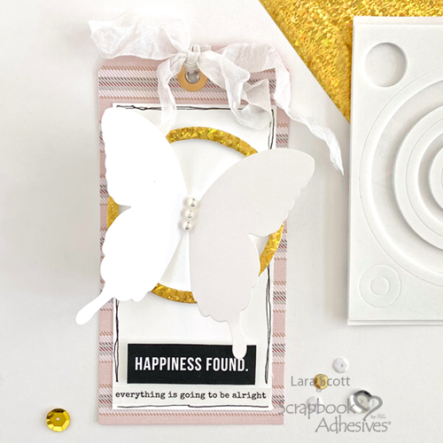 Circle Butterfly Happiness Found Tag by Lara Scott for Scrapbook Adhesives by 3L 