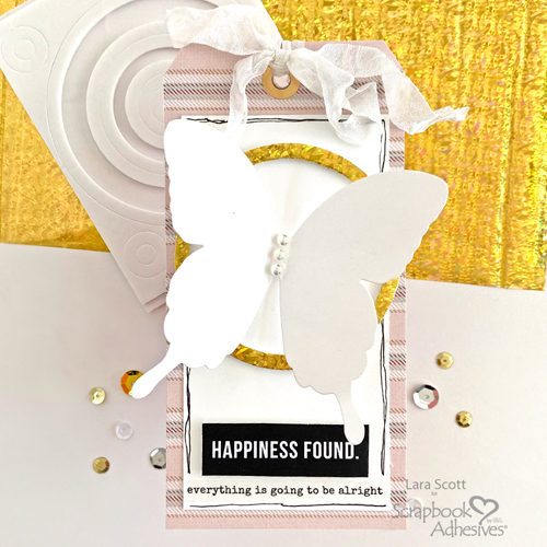 Circle Butterfly Happiness Found Tag by Lara Scott for Scrapbook Adhesives by 3L 
