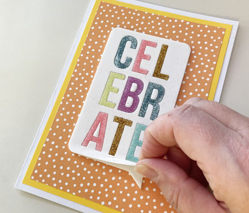 Glittered Celebrate Card by Yvonne van de Grijp for Scrapbook Adhesives by 3L 