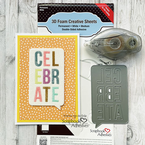 Glittered Celebrate Card by Yvonne van de Grijp for Scrapbook Adhesives by 3L 