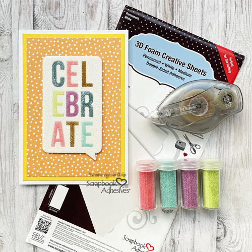 Glittered Celebrate Card by Yvonne van de Grijp for Scrapbook Adhesives by 3L 