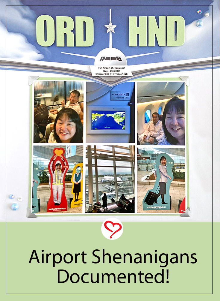 Airport Shenanigans Layout by Margie Higuchi for Scrapbook Adhesives by 3L Pinterest 