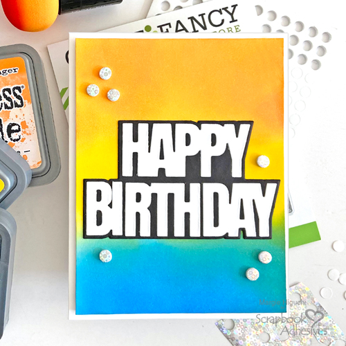 Inked Happy Birthday Card by Margie Higuchi for Scrapbook Adhesives by 3L 