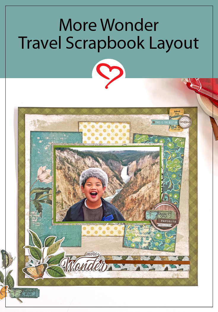 More Wonder Travel Layout by Margie Higuchi for Scrapbook Adhesives by 3L Pinterest 