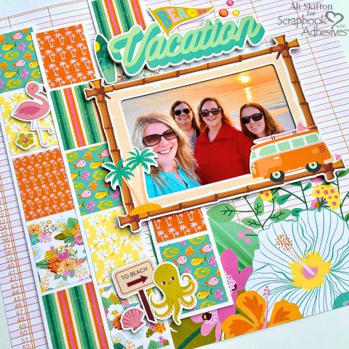 Beach Vacation Scrapbook Layout by Ali Skifton for Scrapbook Adhesives by 3L