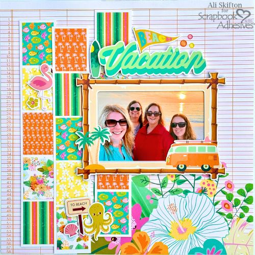 Beach Vacation Scrapbook Layout by Ali Skifton for Scrapbook Adhesives by 3L