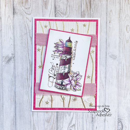 Glittered Lighthouse Card by Yvonne van de Grijp for Scrapbook Adhesives by 3L