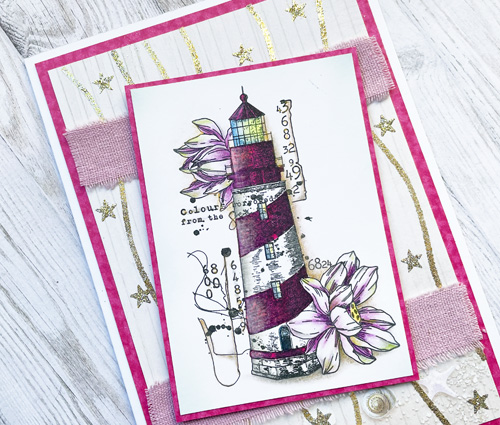 Glittered Lighthouse Card by Yvonne van de Grijp for Scrapbook Adhesives by 3L