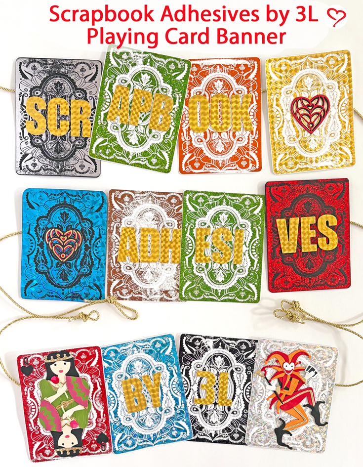 Playing Card Banner by Margie Higuchi for Scrapbook Adhesives by 3L Pinterest 