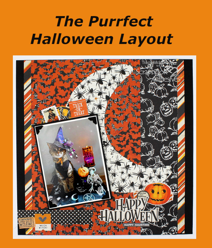 Purrfect Halloween Layout by Tracy McLennon for Scrapbook Adhesives by 3L Pinterest 