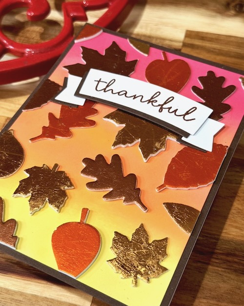Foiled Leaves Thankful Card by Jennifer Ingle for Scrapbook Adhesives by 3L 