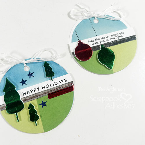 Foiled Holiday Circle Gift Tags by Teri Anderson for Scrapbook Adhesives by 3L 