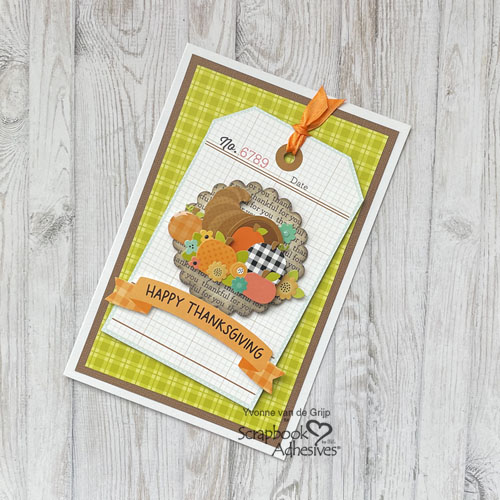 Layered Thanksgiving Tag Card by Yvonne van de Grijp for Scrapbook Adhesives by 3L