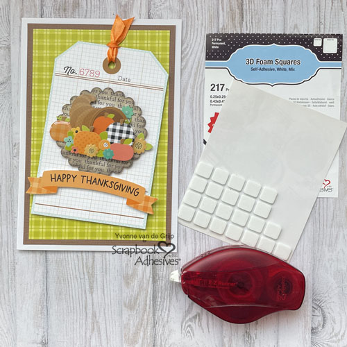 Layered Thanksgiving Tag Card by Yvonne van de Grijp for Scrapbook Adhesives by 3L