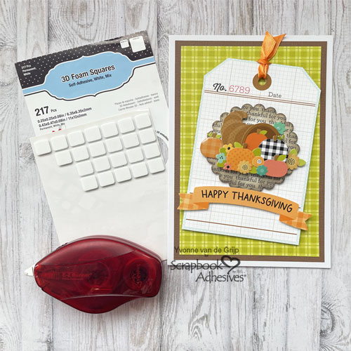 Layered Thanksgiving Tag Card by Yvonne van de Grijp for Scrapbook Adhesives by 3L