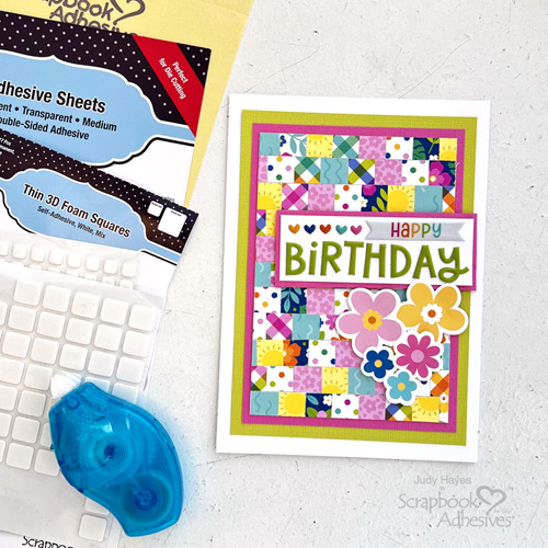 Patchwork Birthday Card by Judy Hayes for Scrapbook Adhesives by 3L
