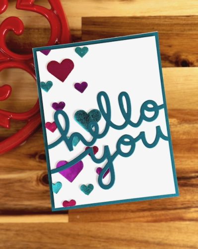 Foiled Hearts Hello Card by Jennifer Ingle for Scrapbook Adhesives by 3L