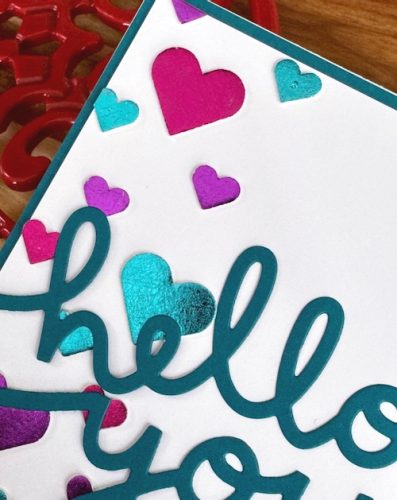 Foiled Hearts Hello Card by Jennifer Ingle for Scrapbook Adhesives by 3L