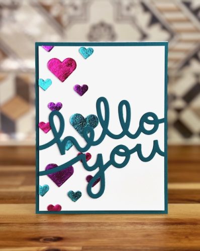 Foiled Hearts Hello Card by Jennifer Ingle for Scrapbook Adhesives by 3L
