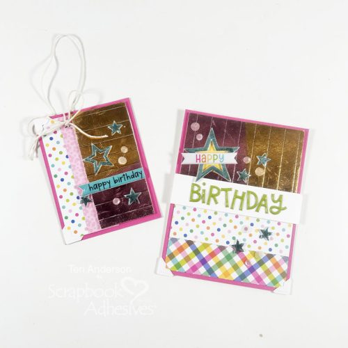 Shiny HBD Card and Tag Duo by Teri Anderson for Scrapbook Adhesives by 3L