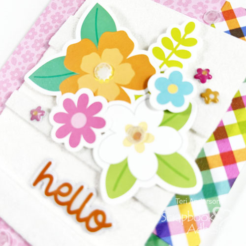 Hello Floral Card with Flocked Background  by Teri Anderson for Scrapbook Adhesives by 3L 