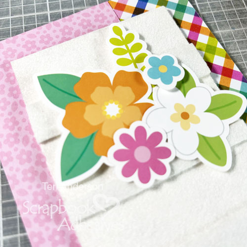 Hello Floral Card with Flocked Background  by Teri Anderson for Scrapbook Adhesives by 3L 