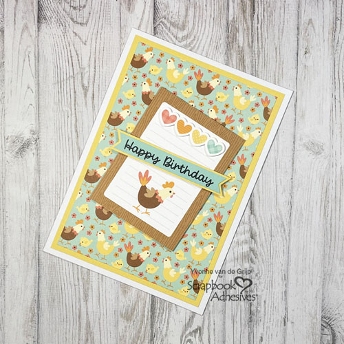 Spring Chicken Birthday Card by Yvonne van de Grijp for Scrapbook Adhesives by 3L