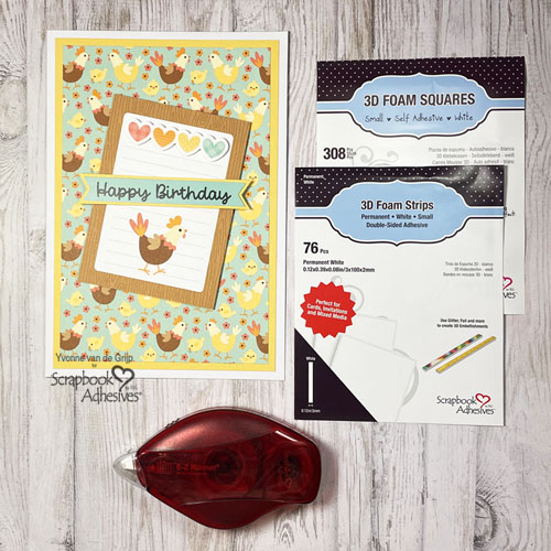 Spring Chicken Birthday Card by Yvonne van de Grijp for Scrapbook Adhesives by 3L