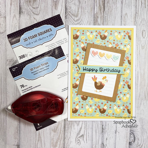 Spring Chicken Birthday Card by Yvonne van de Grijp for Scrapbook Adhesives by 3L