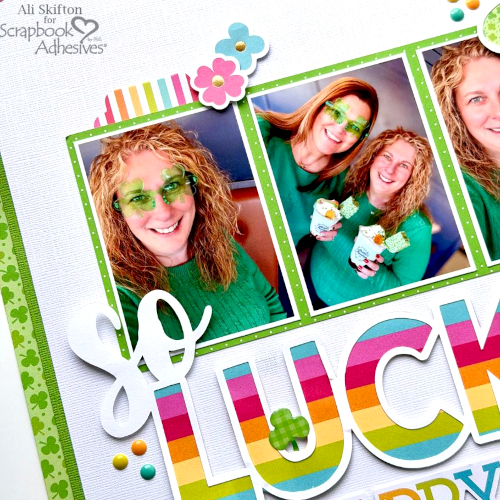 So Lucky Happy Layout by Ali Skifton for Scrapbook Adhesives by 3L