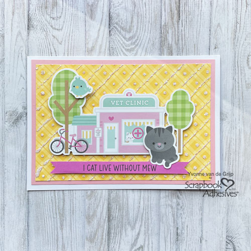 Glittered Friendship Kitty Card by Yvonne van de Grijp for Scrapbook Adhesives by 3L