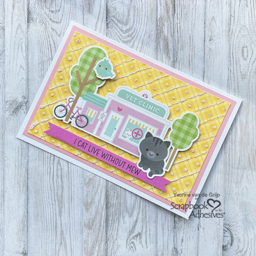 Glittered Friendship Kitty Card by Yvonne van de Grijp for Scrapbook Adhesives by 3L