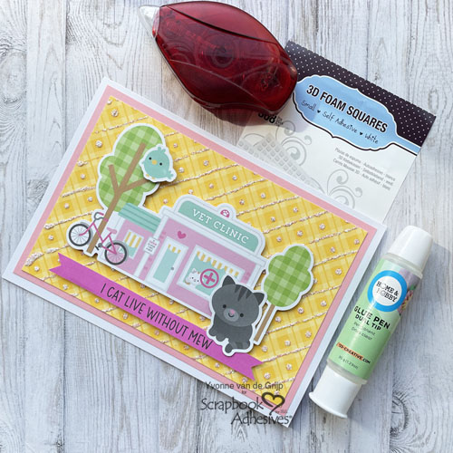 Glittered Friendship Kitty Card by Yvonne van de Grijp for Scrapbook Adhesives by 3L