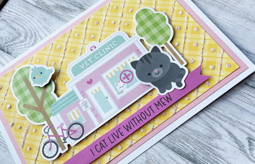 Glittered Friendship Kitty Card by Yvonne van de Grijp for Scrapbook Adhesives by 3L
