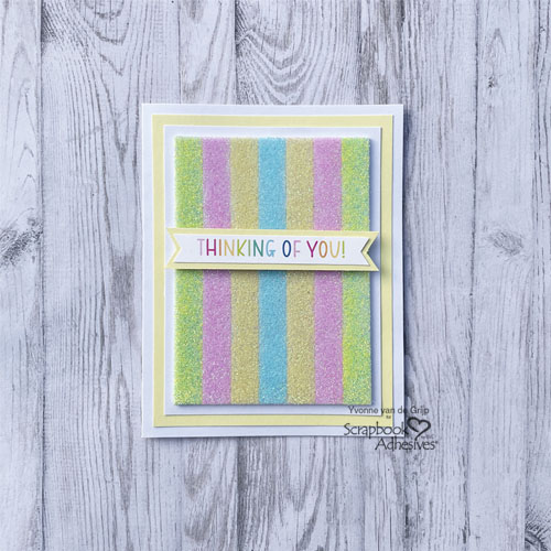 Glittered Stripe Thinking of You Card by Yvonne van de Grijp for Scrapbook Adhesives by 3L