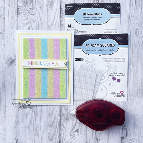 Glittered Stripe Thinking of You Card by Yvonne van de Grijp for Scrapbook Adhesives by 3L