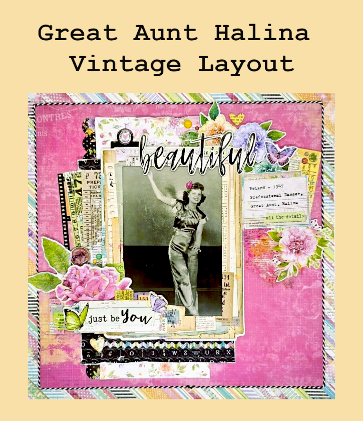 Great Aunt Halina Vintage Layout by Kristin Rizzo for Scrapbook Adhesives by 3L Pinterest 