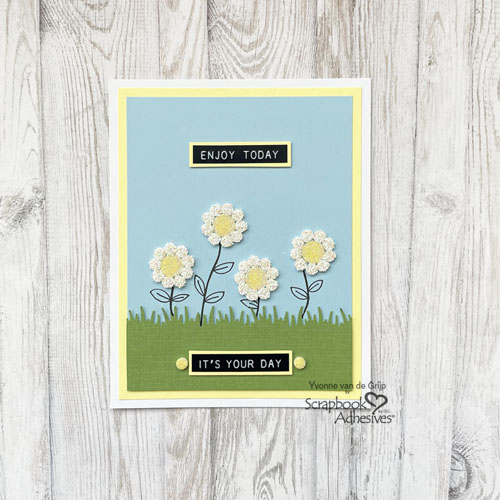 Glittered Daisy Card by Yvonne van de Grijp for Scrapbook Adhesives by 3L 