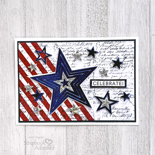 Sparkly Celebrate Stars Card by Judy Hayes for Scrapbook Adhesives by 3L