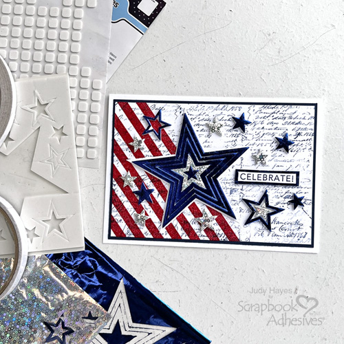 Sparkly Celebrate Stars Card by Judy Hayes for Scrapbook Adhesives by 3L