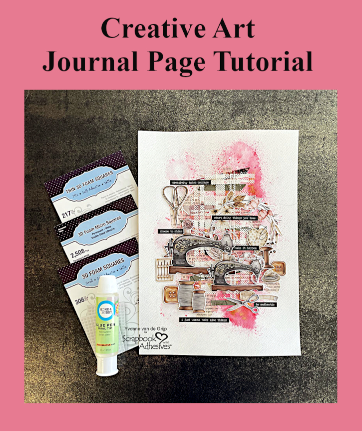 Creative Art Journal Page by Yvonne van de Grijp for Scrapbook Adhesives by 3L Pinterest 