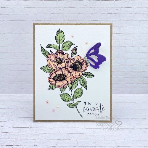 Easy Floral Birthday Card by Leslie Turner for Scrapbook Adhesives by 3L