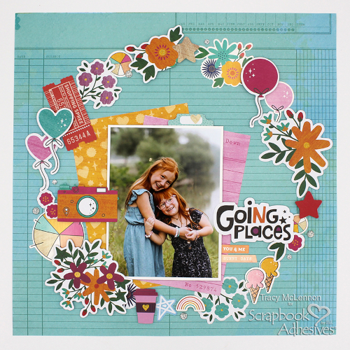 Layered Happy Wreath Layout by Tracy McLennon for Scrapbook Adhesives by 3L
