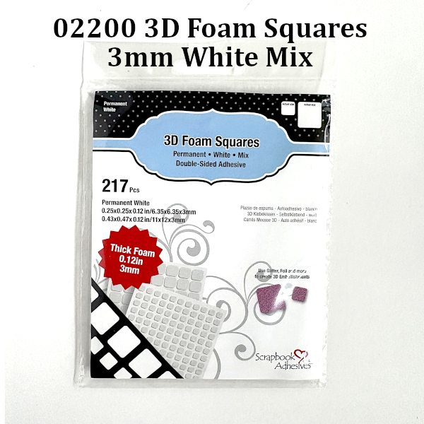 02200 3D Foam Squares 3mm White Mix