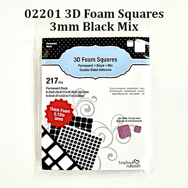 02201 3D Foam Squares 3mm Black Mix