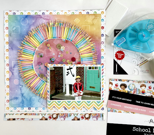 School Days Shaker Layout by Margie Higuchi for Scrapbook Adhesives by 3L 