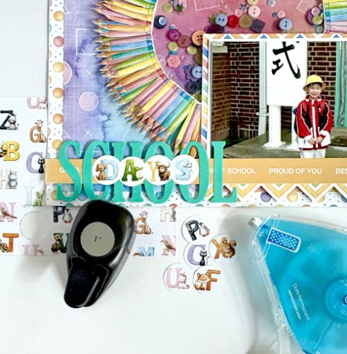 School Days Shaker Layout by Margie Higuchi for Scrapbook Adhesives by 3L 